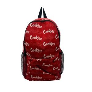 Cookies SF Red All Over Logo Print Canvas Backpack Streetwear‎ Bag Smell Proof